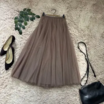 6816 부즈루드 튤 플레어 스커트 [ F ] 브라운/롱/맥시