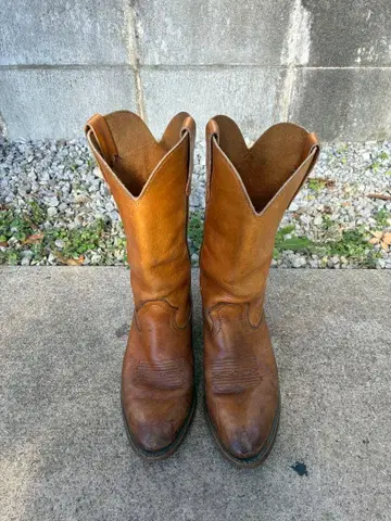 빈티지 브라운 가죽 웨스턴 부츠