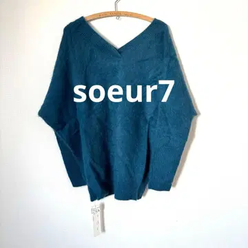 [ 미사용 새상품 ] soeur7 모헤어풍 V넥 긴팔 스웨터 파랑