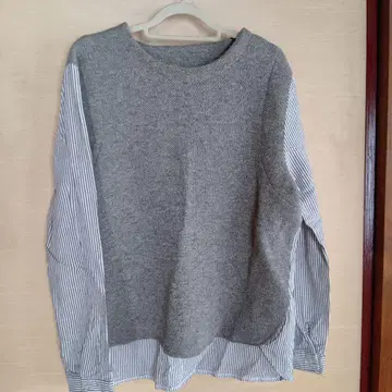 이소재 믹스 긴팔 상의 그레이