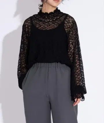 PUNYUS 레이스 상의 사이즈 4 블랙