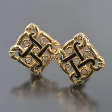 새상품급 스와로브스키 귀찌 양쪽 빅 사이즈 블랙 골드 큐빅