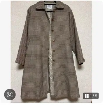 coen 체크 무늬 롱 코트