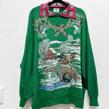 151 그린 녹색 카라 부착 귀여운 구제 의류 트레이닝복 말