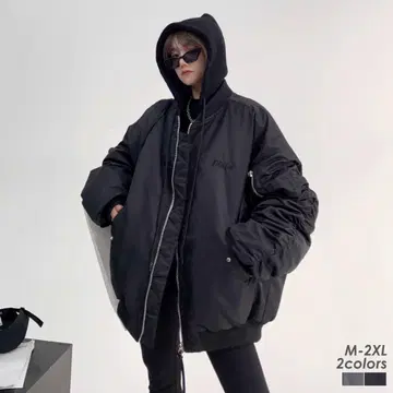 후드 부착 블랙 봄버 자켓 MA-1 M-2XL
