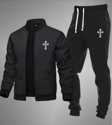 블랙 크로스 자수 맨투맨 세트 L 사이즈