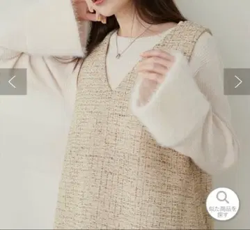 [ 새상품 ] 소매 페더 리브 니트 풀오버 니트 내추럴 아이보리