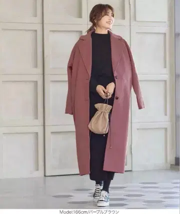 핑크 오버 사이즈 롱 코트 고베 레터스 빅 실루엣 아우터