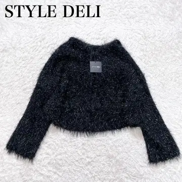 새상품급 STYLE DELE LUXE 라메 샤기 니트 후드티 상급 라인