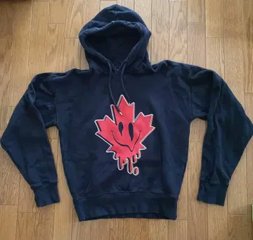 DSQUARED2 메이플 리프 블랙 후드 부착 후드티 S