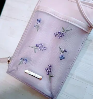 연보라 자수 디자인 숄더백 스마트폰 숄더
