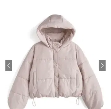 후드 부착 핑크 다운 자켓