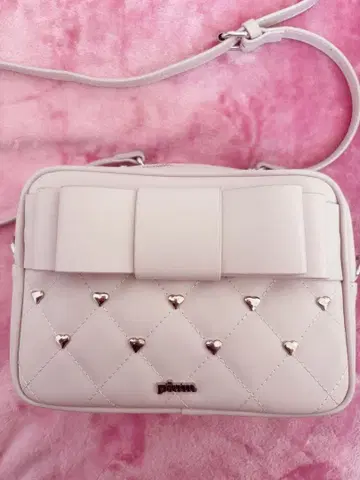 pium 하트 퀼팅 리본 미니백 핑크