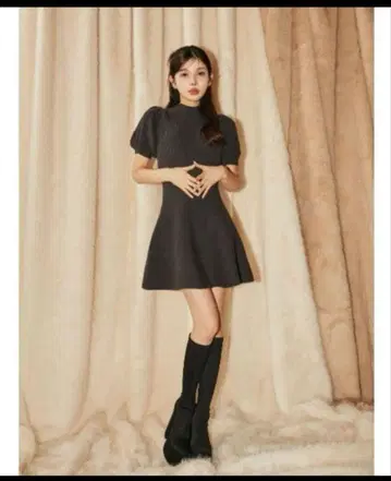 Darich DD 퍼프 슬리브 니트 미니 원피스