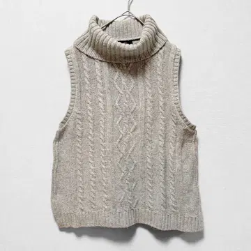 갭/니트 베스트/터틀/케이블 짜임/코튼/M/그레이