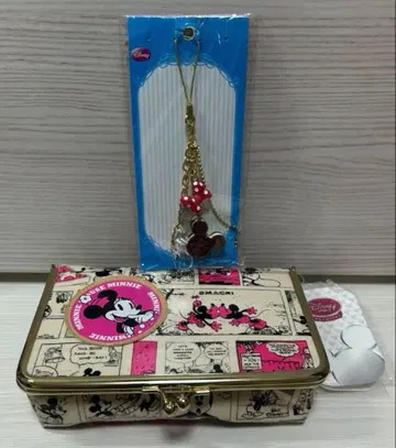 [ 미사용 새상품 ] 디즈니 미키 미니 파우치 가마구치 지퍼 참
