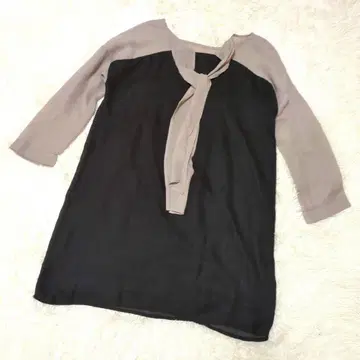 Cutie Blonde 큐티 블론드 바이컬러 보타이 튜닉