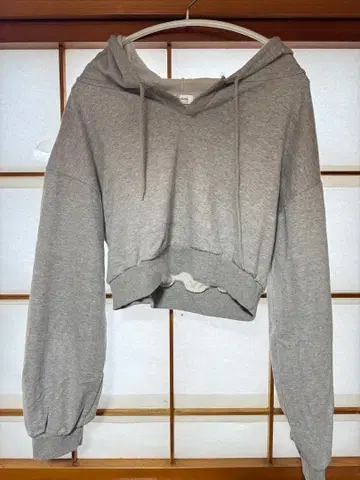 서드 스프링 후드티 그레이 후드티 짧은 기장 후드티 크롭 기장 후드티