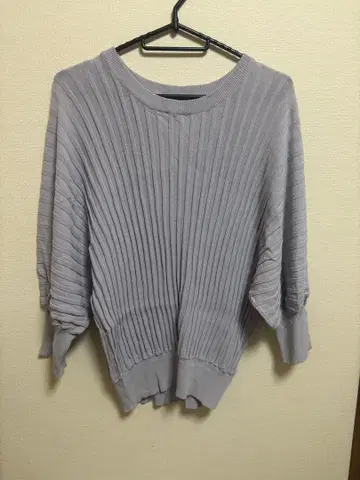 소니 라벨 플리츠 니트 풀오버 5부 소매 프리