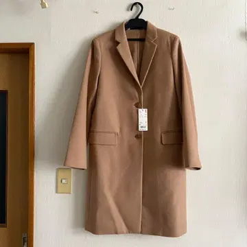 택 포함 미사용 새상품 유니클로 울 캐시미어 체스터 코트 베이지 카멜