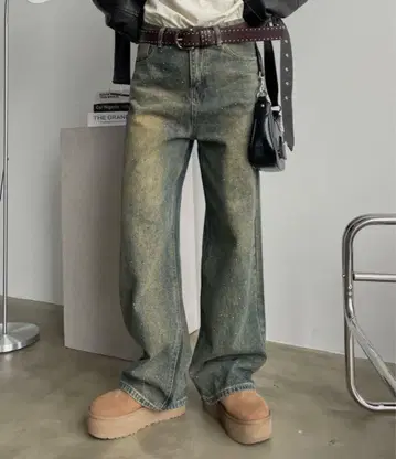 [택 포함 새상품] 오로라 큐빅 빈티지 루즈 데님 팬츠