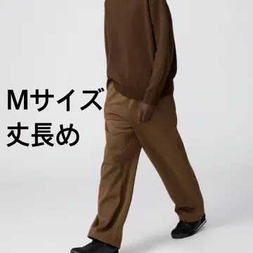 새상품 유니클로C 맨투맨 와이드 팬츠 긴 길이 사이즈 M 브라운