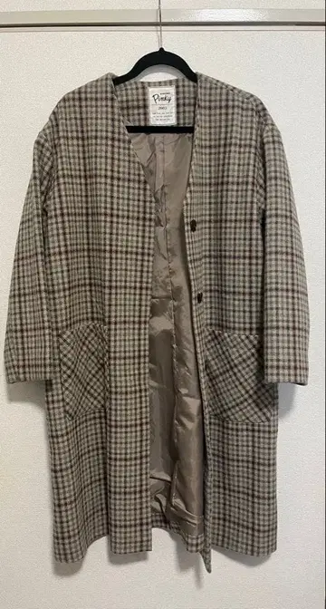 AS KNOW AS PINKY 체크 무늬 롱 코트 가격 인하 협상