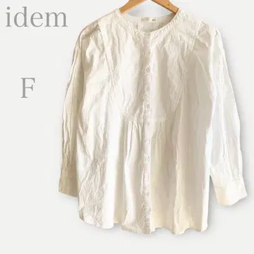 이뎀 밴드 카라 블라우스 긴팔 화이트 캐주얼 봄/여름