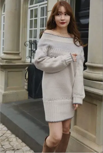 herlipto Heart Fair Isle Knit Mini Dress