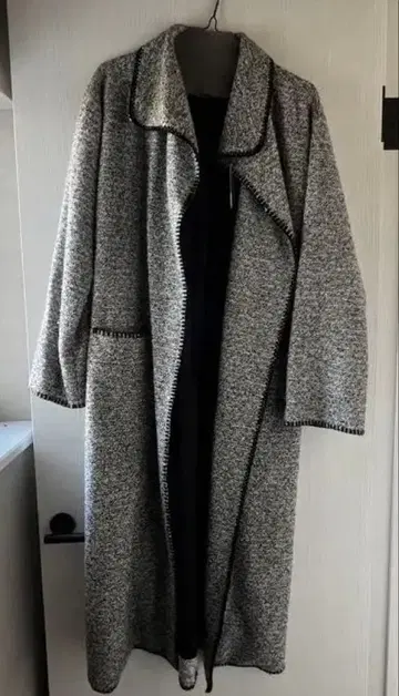 agnesb 그레이 롱 코트 핑 포함