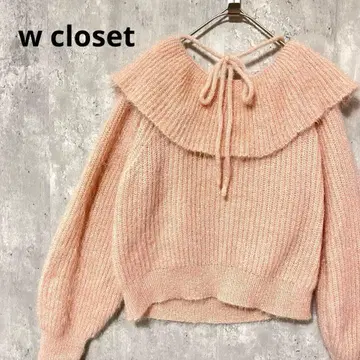 w closet 2way 프릴 카라 니트 라메 반짝반짝 귀여운 걸리시