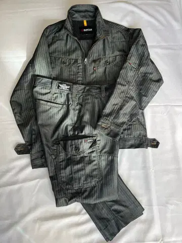 BURTLE 스트라이프 작업옷 상하의 세트 그레이