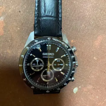 SEIKO 크로노그래프 손목시계 블랙 보증서 포함