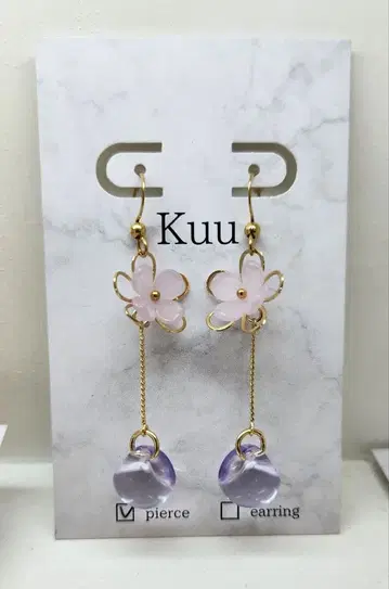 꽃 모티브 링 귀걸이