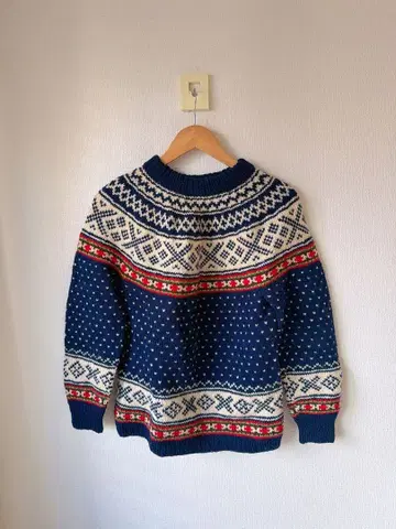 GUNZE 노르딕 무늬 스웨터 긴팔 네이비