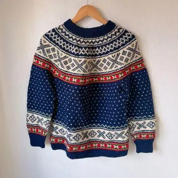 GUNZE 노르딕 무늬 스웨터 긴팔 네이비