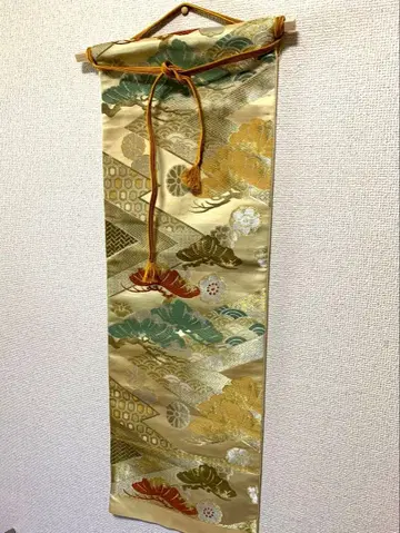 후쿠로 오비 소나무, 국화, 매실 금실 자수 패턴 20254