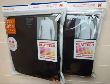 유니클로 울트라 웜 히트텍 코튼 크루넥 블랙 M 2장 세트