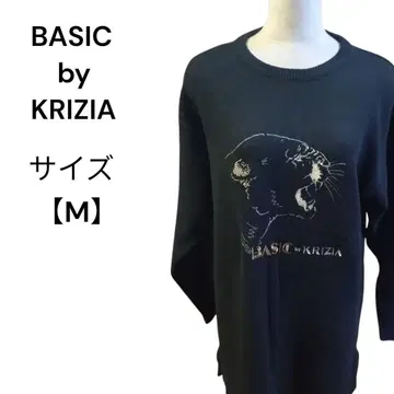 베이직 바이크 리치아 라무 울 애니멀 무늬 자수 로고 니트 스웨터