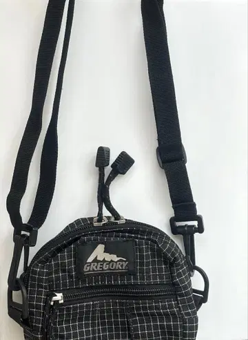GREGORY 구형 택 레어 블랙 체크 무늬 숄더백