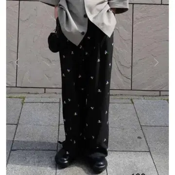 마차트 자수 와이드 팬츠 블랙 사이즈 36