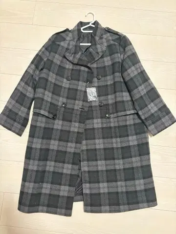 그레이 체크 무늬 롱 코트 LL 사이즈
