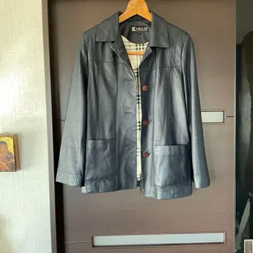 천연 가죽 다크 네이비 자켓