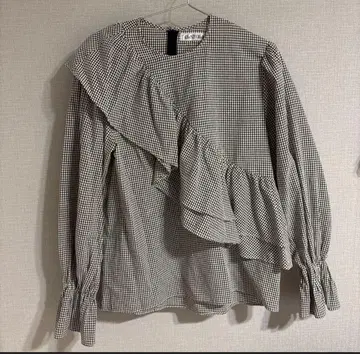 클래스텔라 ROUND FRILL BLOUSE 깅엄 체크