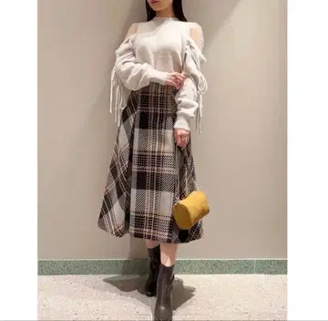 SNIDEL 로빙 체크 미디 스커트 GRY 사이즈 1