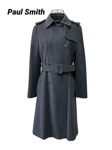 새상품급 Paul Pmith 캐시미어 혼방 다크 그레이 코트 벨트 포함