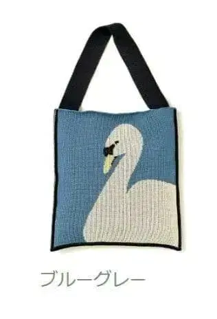 백조 자수 토트백 그린 블루 그레이