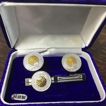 일본제 은제 커프스 단추 넥타이핀 세트