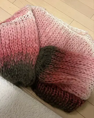 amuamu 손뜨개질 니트 가디건 모헤어 니트 볼레로