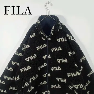FILA 올 패턴 리버서블 보아 자켓 블랙 나일론 자켓 L
